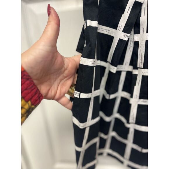 French Connection Black & White Windowpane Back Zip Mini Dress with Pockets Sz 0 - Picture 4 of 7